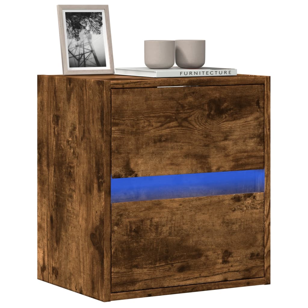 Zidni TV ormarić s LED svjetlima boja hrasta 41x31x45 cm