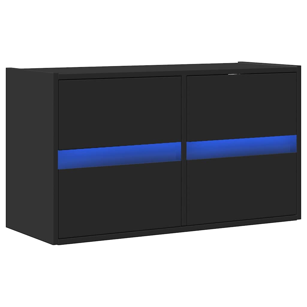 Zidni TV ormarić s LED svjetlima crni 80 x 31 x 45 cm