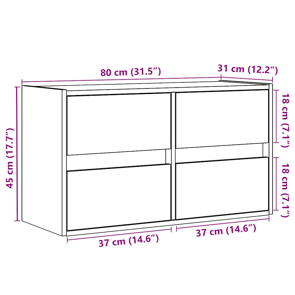 Zidni TV ormarić s LED svjetlima crni 80 x 31 x 45 cm