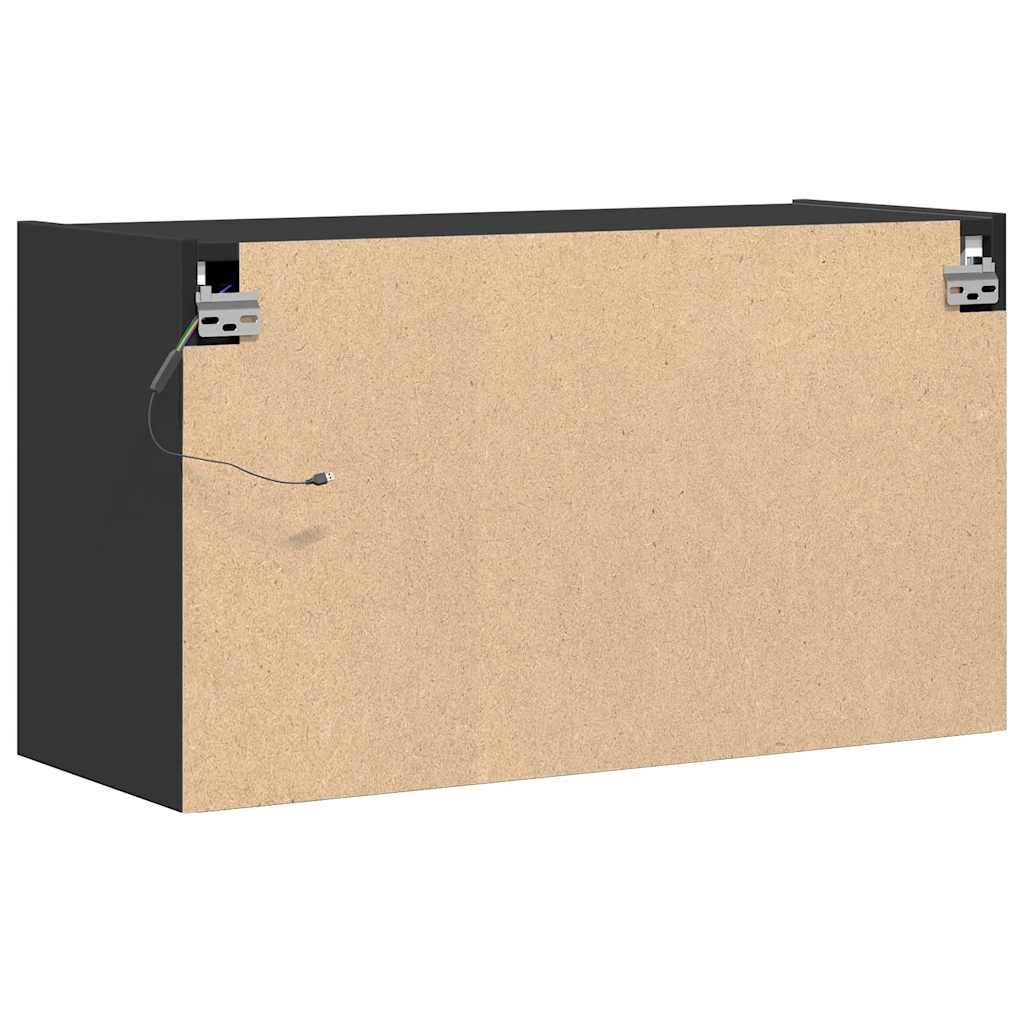 Zidni TV ormarić s LED svjetlima crni 80 x 31 x 45 cm