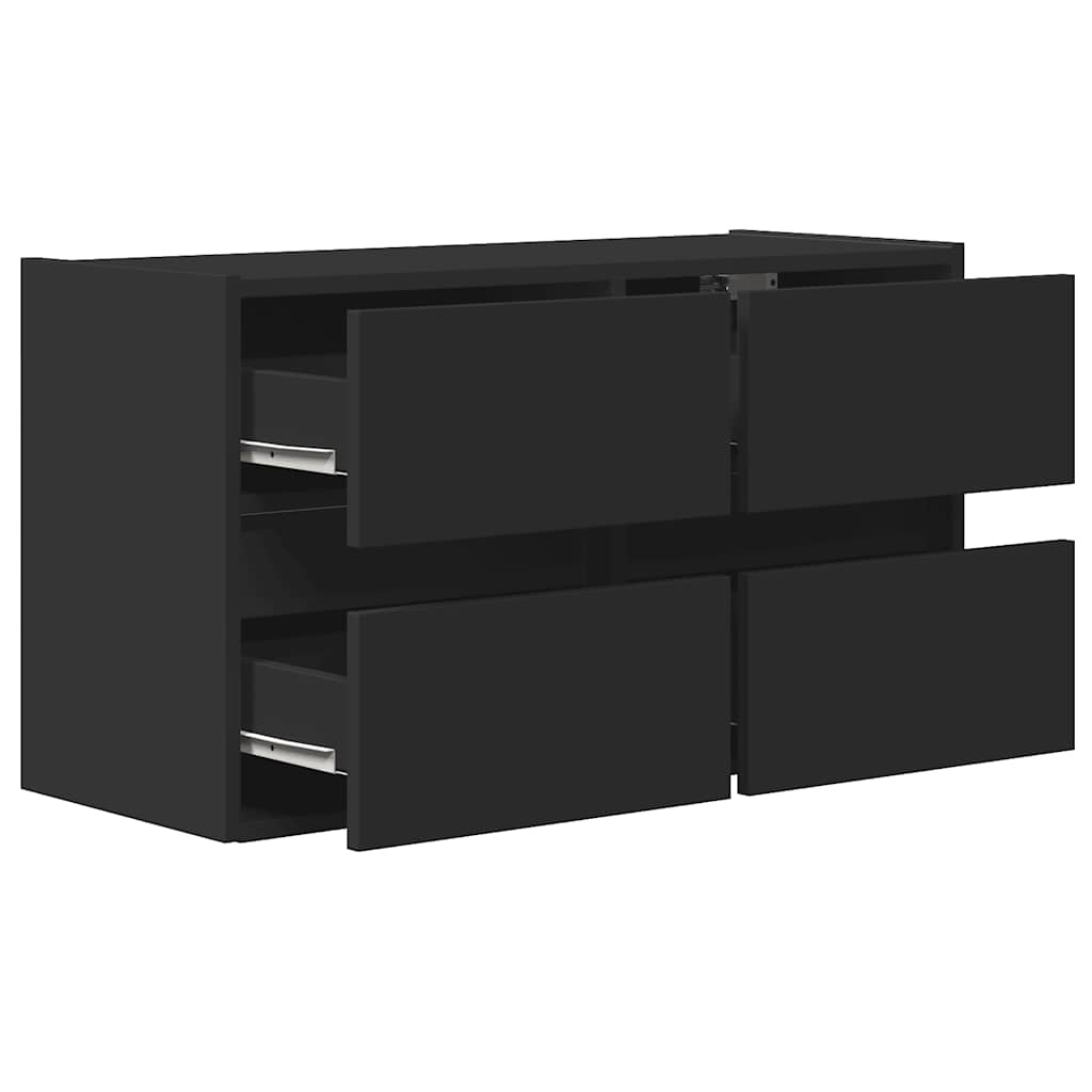 Zidni TV ormarić s LED svjetlima crni 80 x 31 x 45 cm