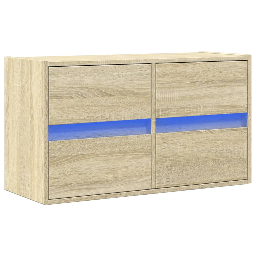 Zidni TV ormarić s LED svjetlima boja hrasta 80 x 31 x 45 cm