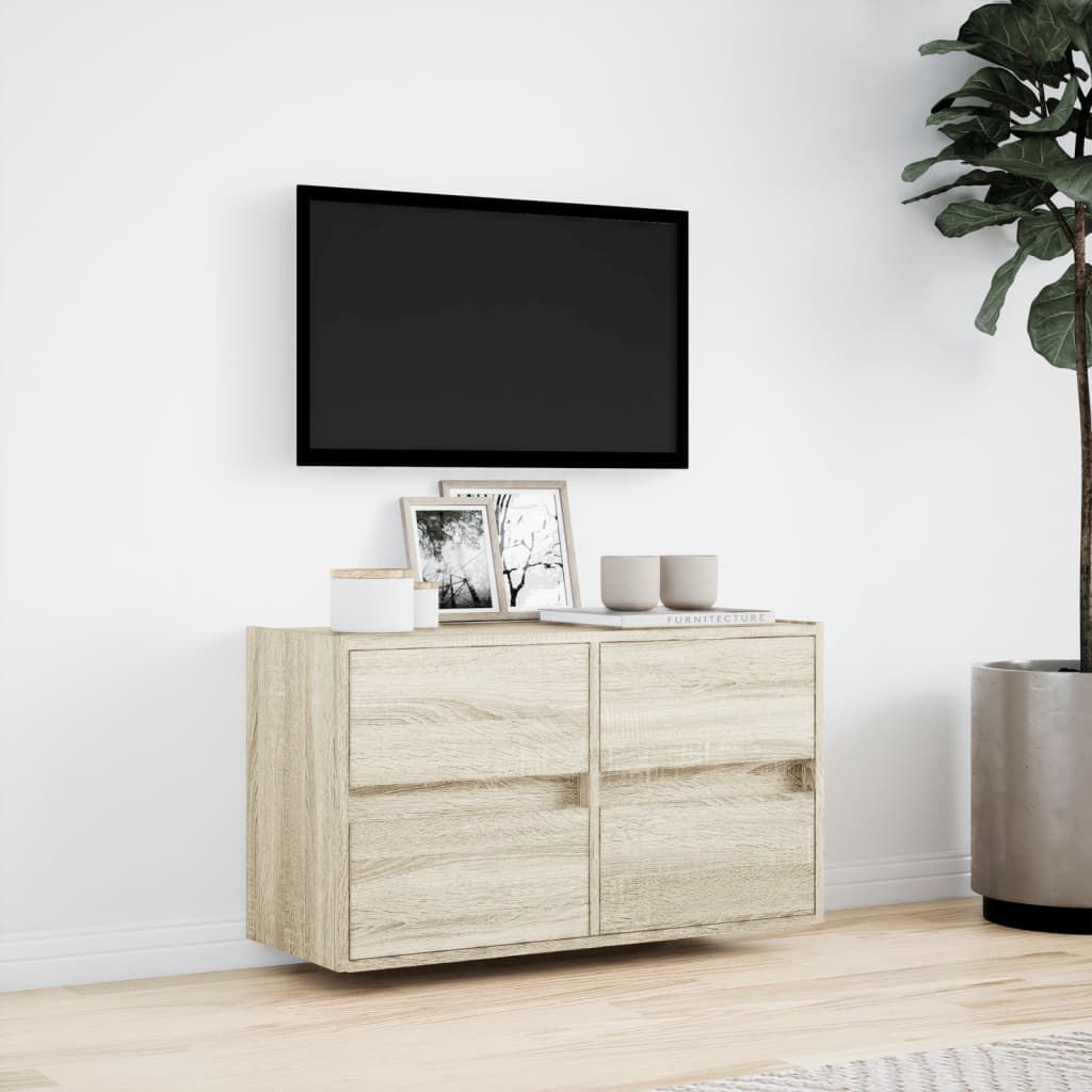 Zidni TV ormarić s LED svjetlima boja hrasta 80 x 31 x 45 cm