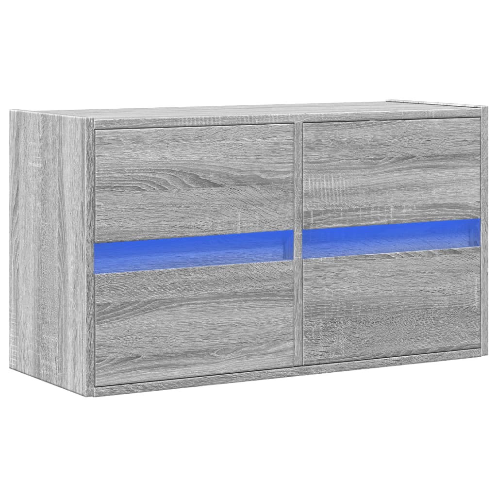 Zidni TV ormarić s LED svjetlima siva boja hrasta 80x31x45 cm