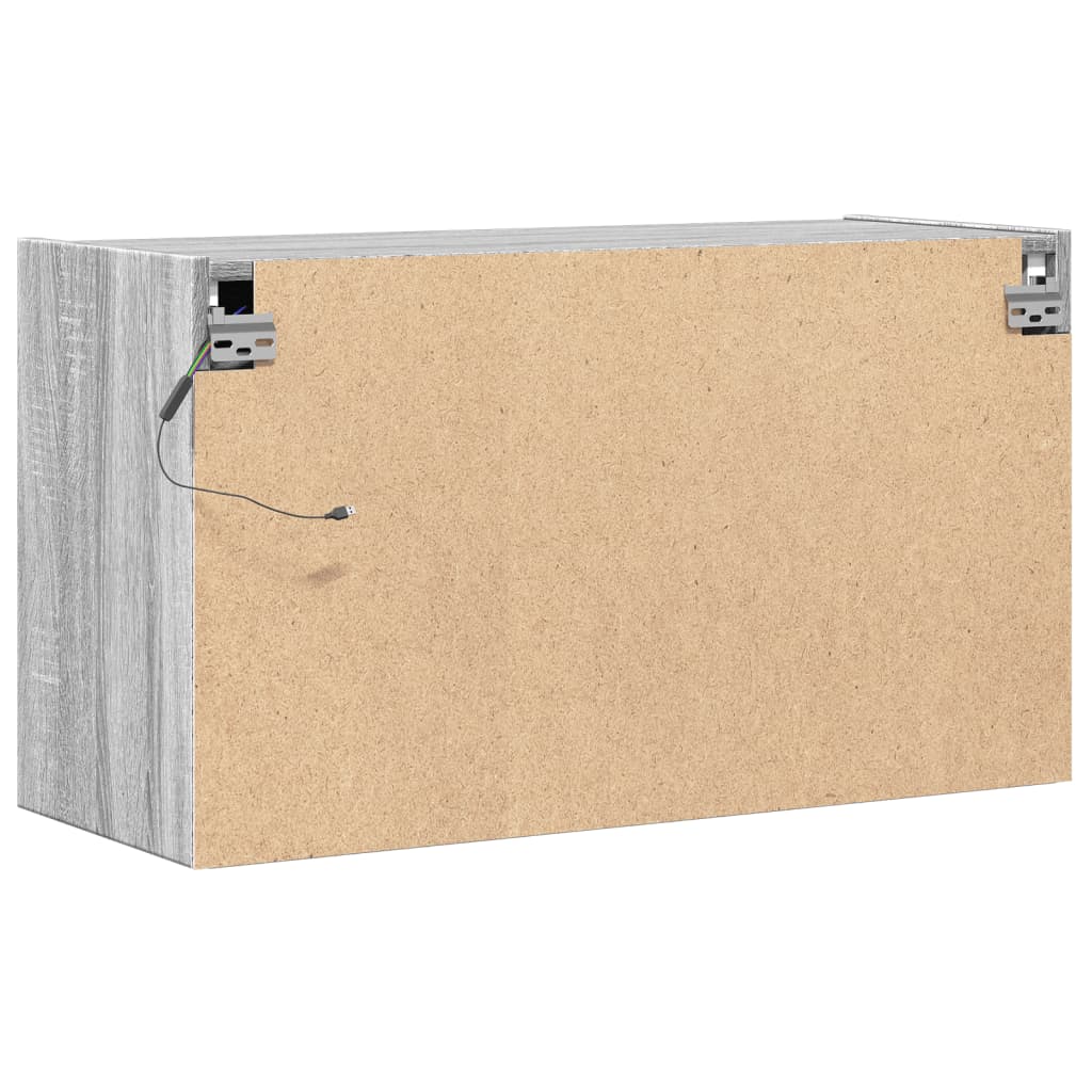 Zidni TV ormarić s LED svjetlima siva boja hrasta 80x31x45 cm