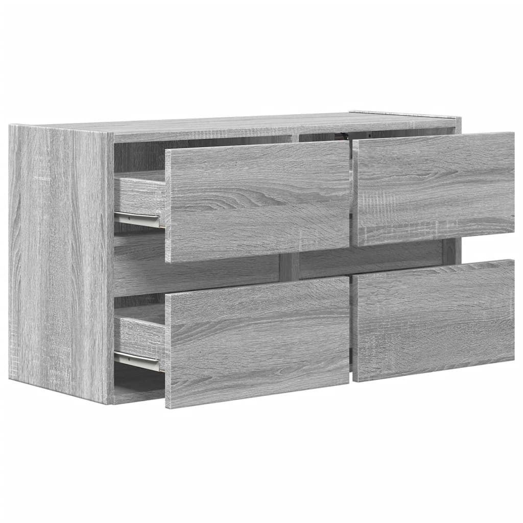 Zidni TV ormarić s LED svjetlima siva boja hrasta 80x31x45 cm
