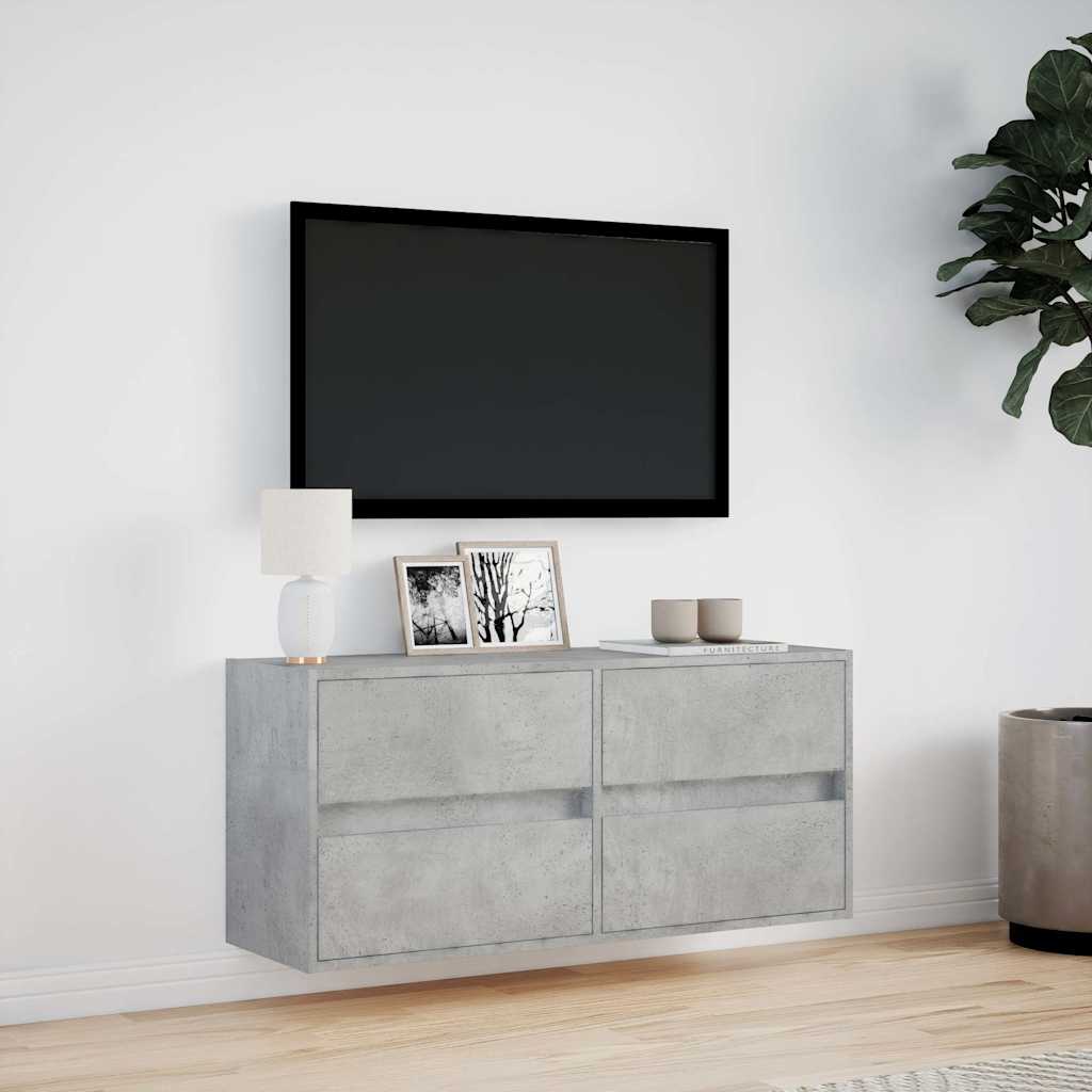 Zidni TV ormarić s LED svjetlima boja betona 100x31x45 cm