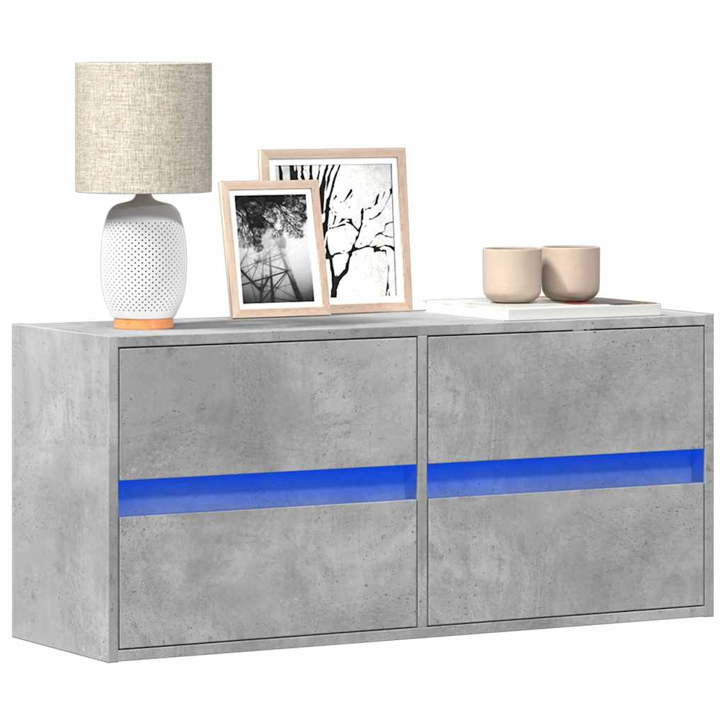 Zidni TV ormarić s LED svjetlima boja betona 100x31x45 cm