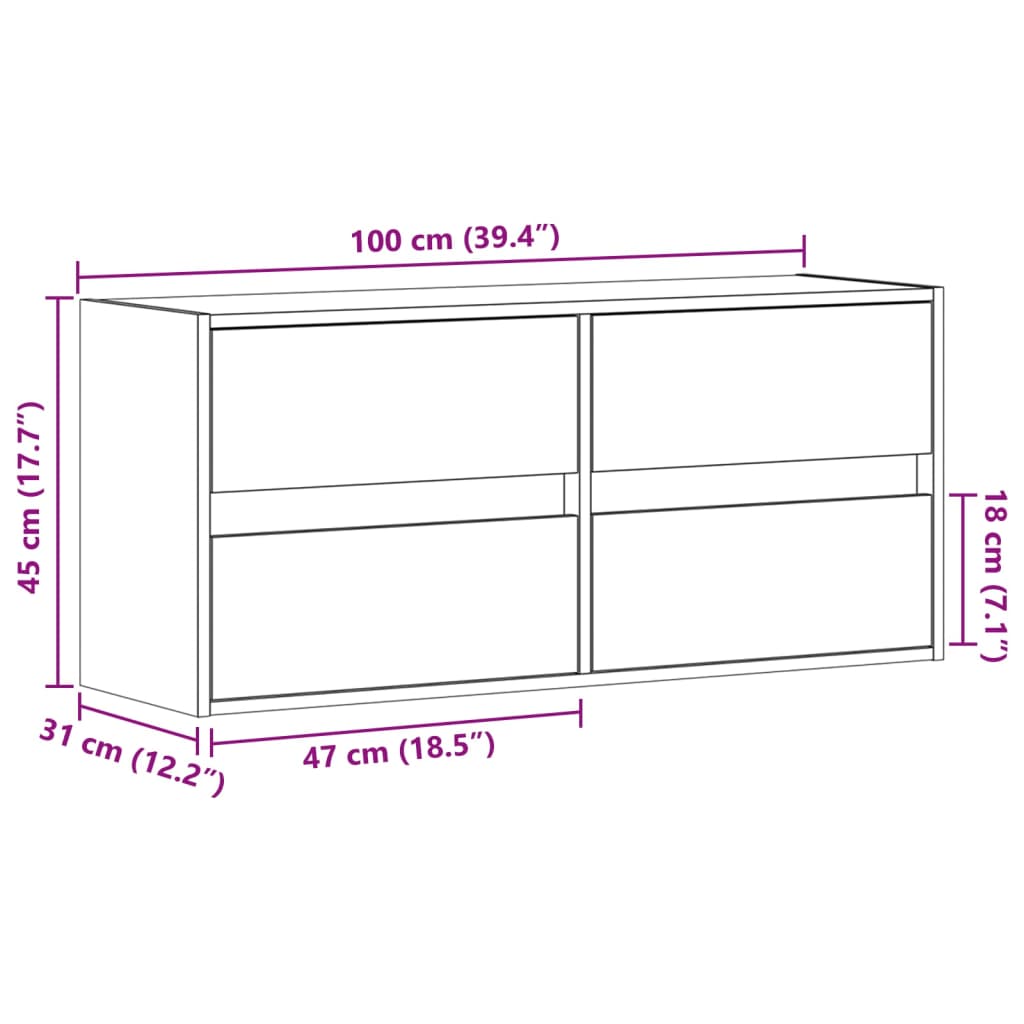Zidni TV ormarić LED boja dimljenog hrasta 100x31x45 cm