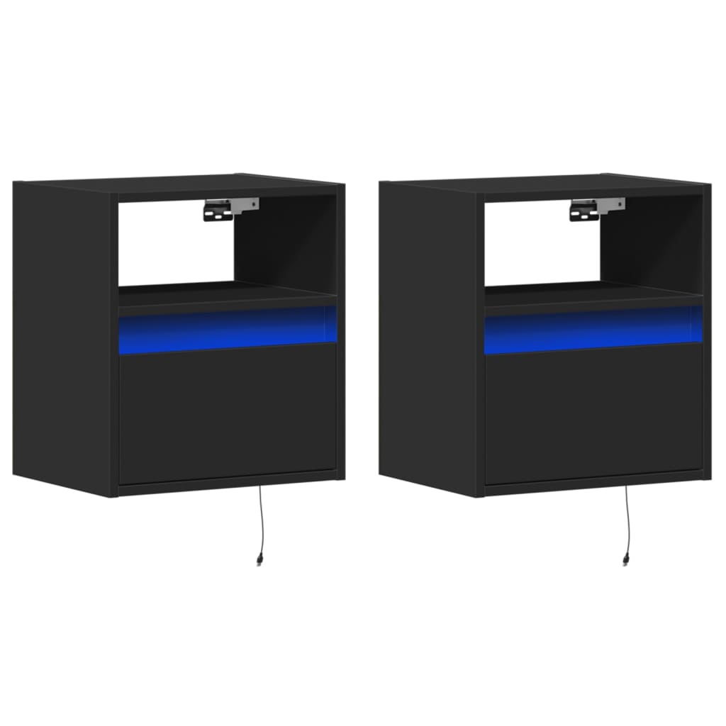Zidni TV ormarići s LED svjetlima 2 kom crni 41x31x45 cm