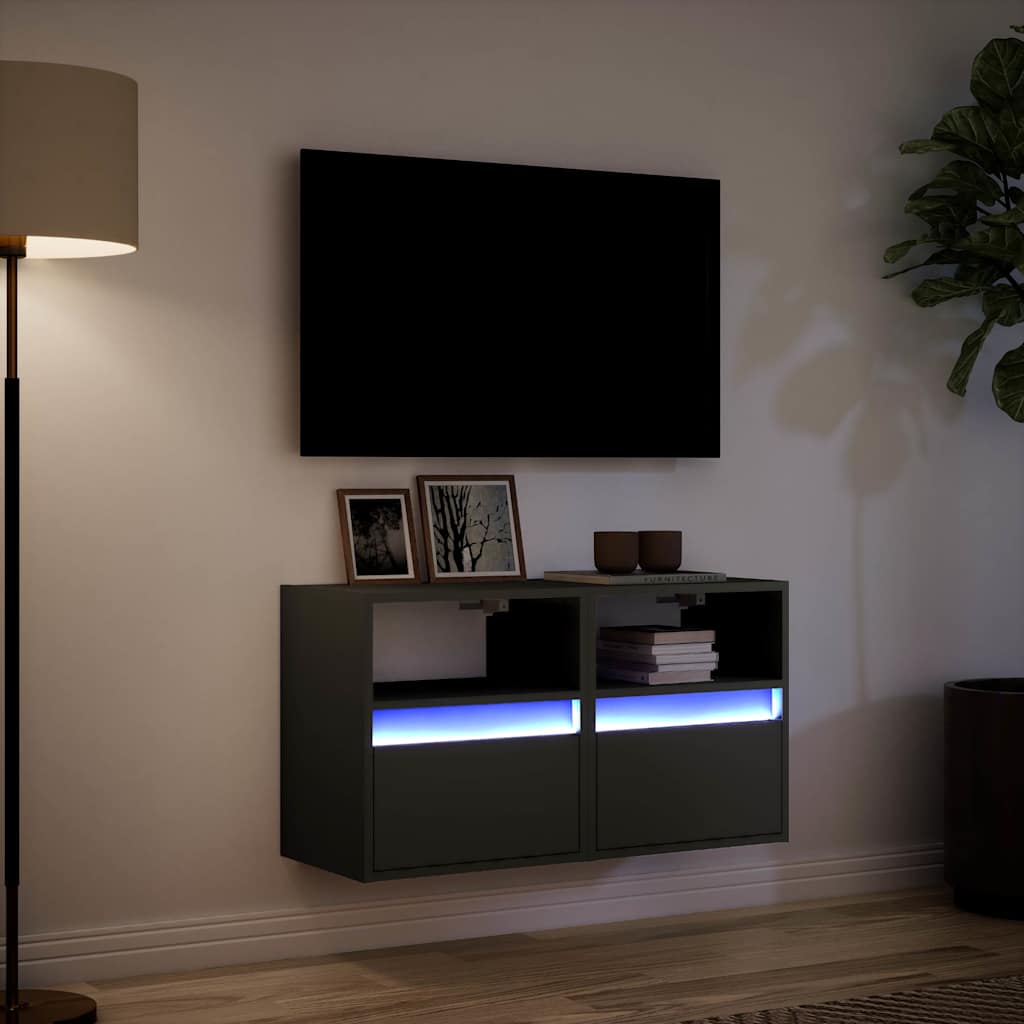Zidni TV ormarići s LED svjetlima 2 kom crni 41x31x45 cm