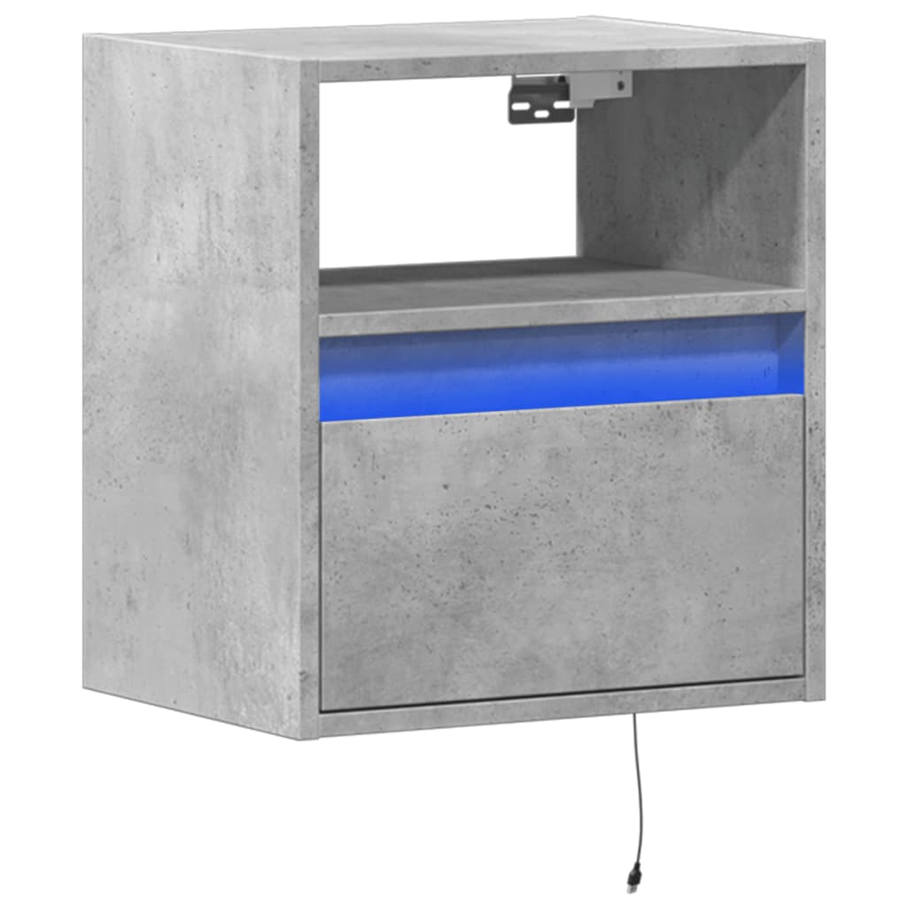 Zidni TV ormarić s LED svjetlima boja betona 41x31x45 cm