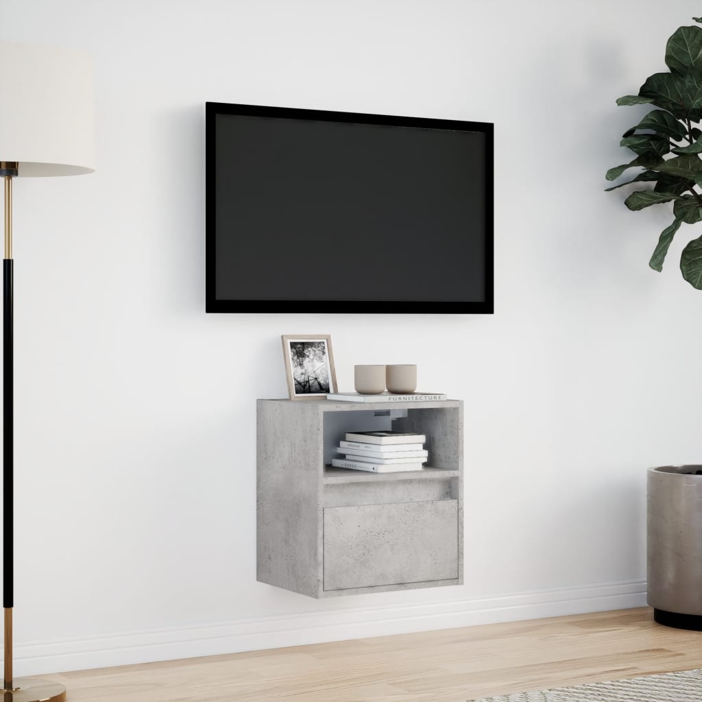 Zidni TV ormarić s LED svjetlima boja betona 41x31x45 cm