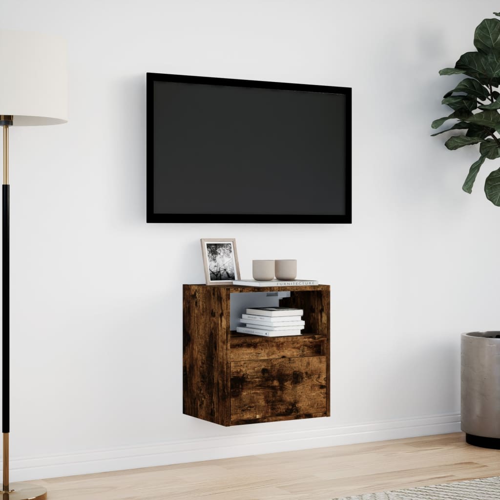 Zidni TV ormarić s LED svjetlima boja hrasta 41x31x45 cm