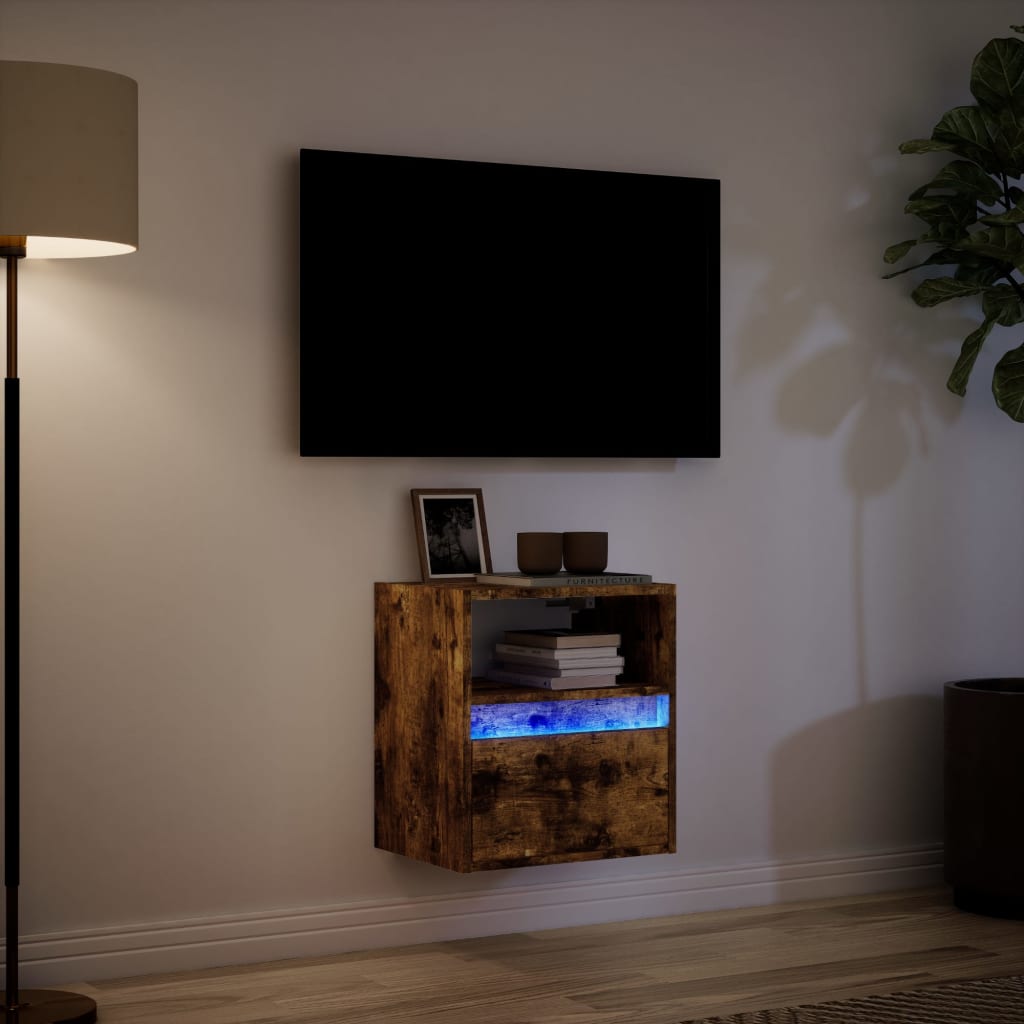 Zidni TV ormarić s LED svjetlima boja hrasta 41x31x45 cm