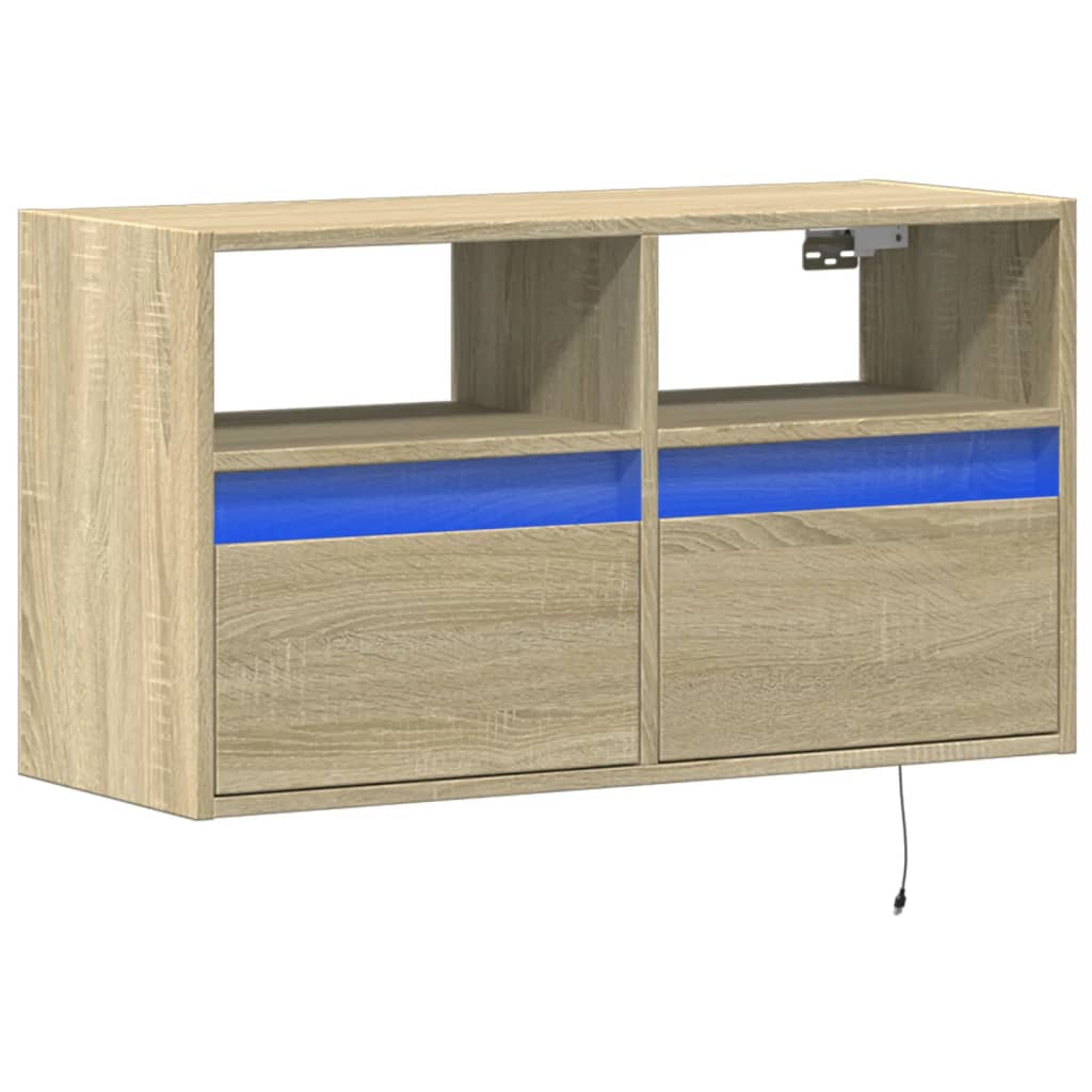 Zidni TV ormarić s LED svjetlima boja hrasta 80 x 31 x 45 cm