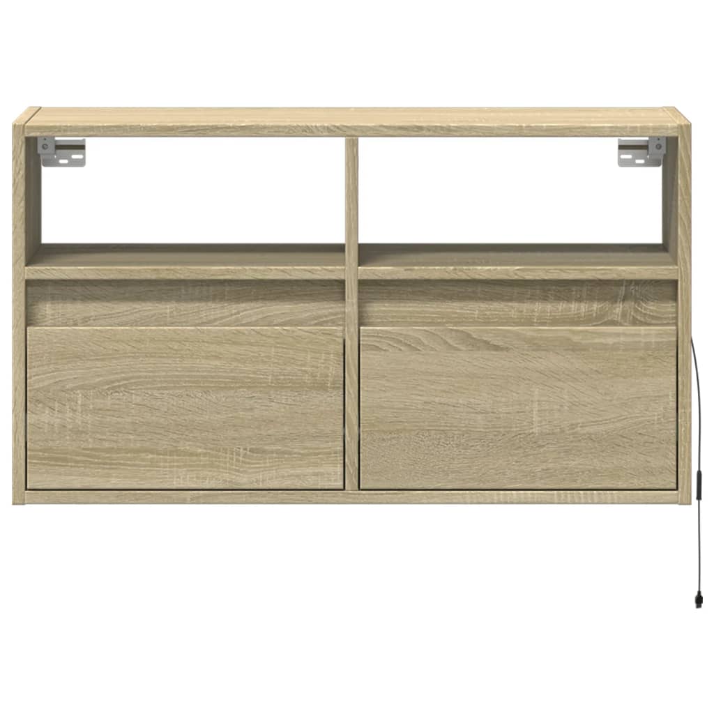 Zidni TV ormarić s LED svjetlima boja hrasta 80 x 31 x 45 cm