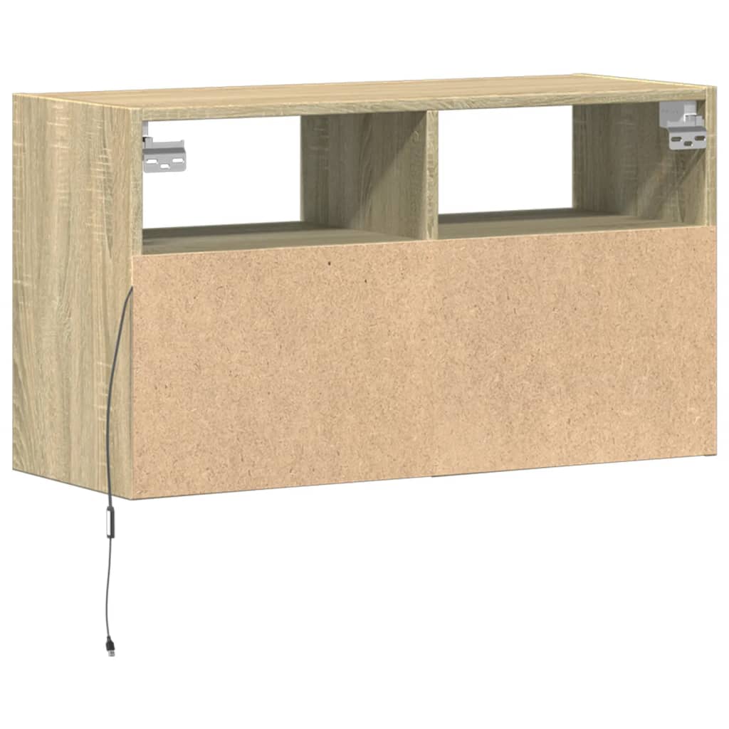 Zidni TV ormarić s LED svjetlima boja hrasta 80 x 31 x 45 cm