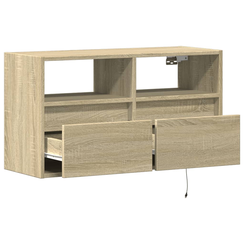 Zidni TV ormarić s LED svjetlima boja hrasta 80 x 31 x 45 cm