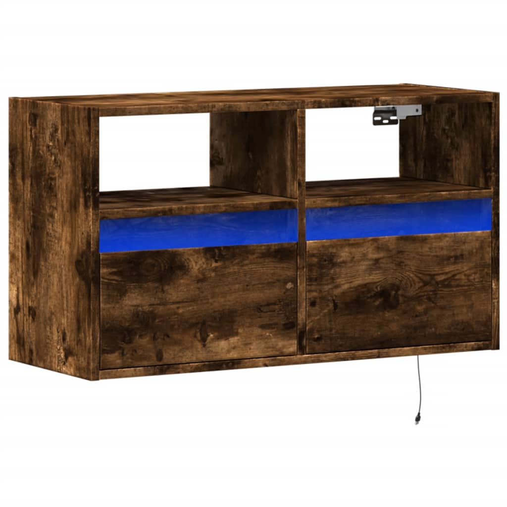 Zidni TV ormarić s LED svjetlima boja hrasta 80 x 31 x 45 cm