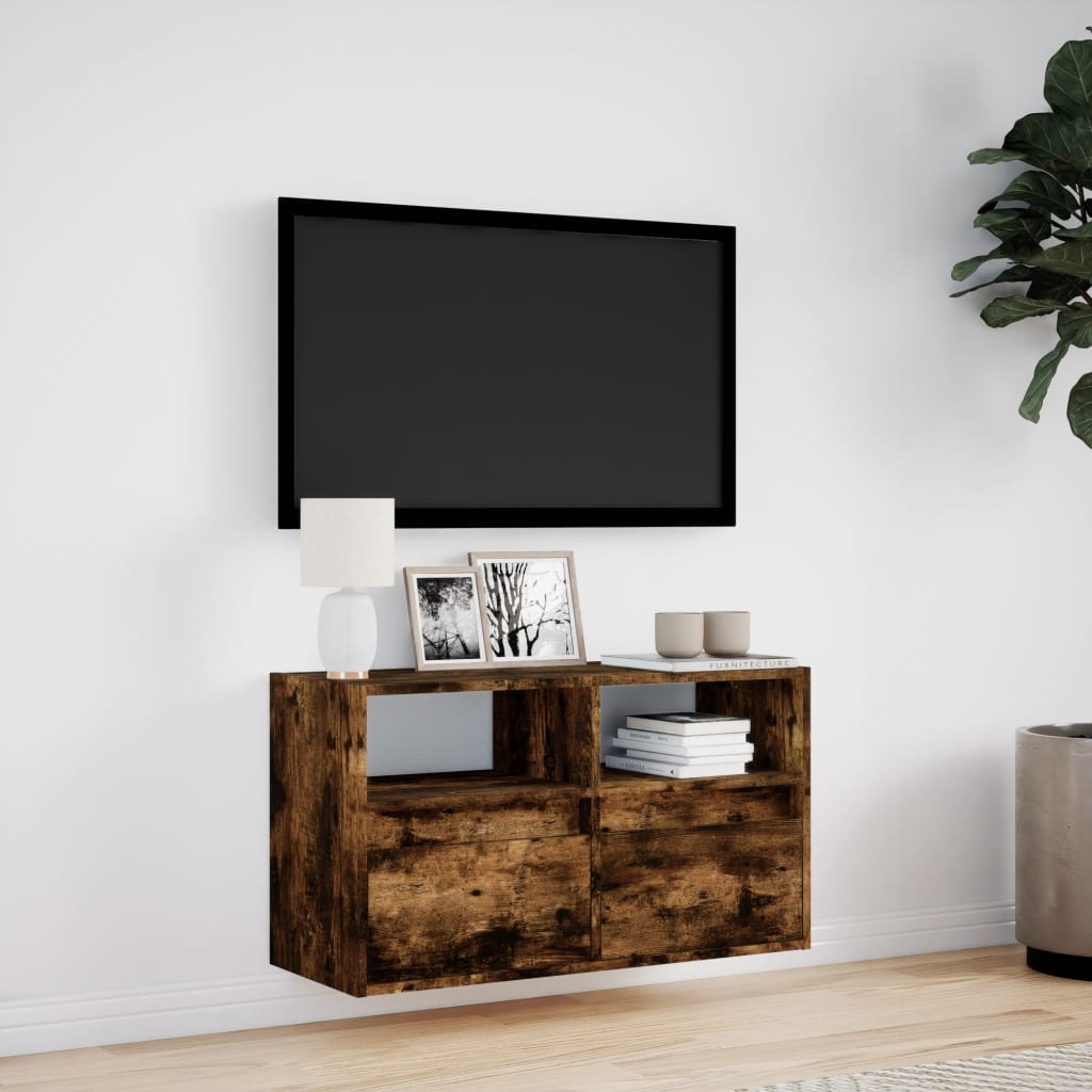 Zidni TV ormarić s LED svjetlima boja hrasta 80 x 31 x 45 cm