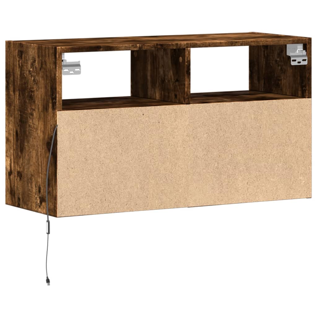 Zidni TV ormarić s LED svjetlima boja hrasta 80 x 31 x 45 cm