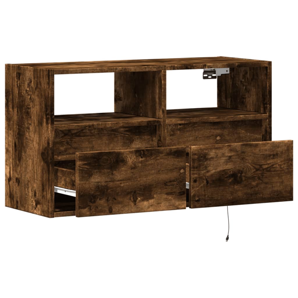 Zidni TV ormarić s LED svjetlima boja hrasta 80 x 31 x 45 cm