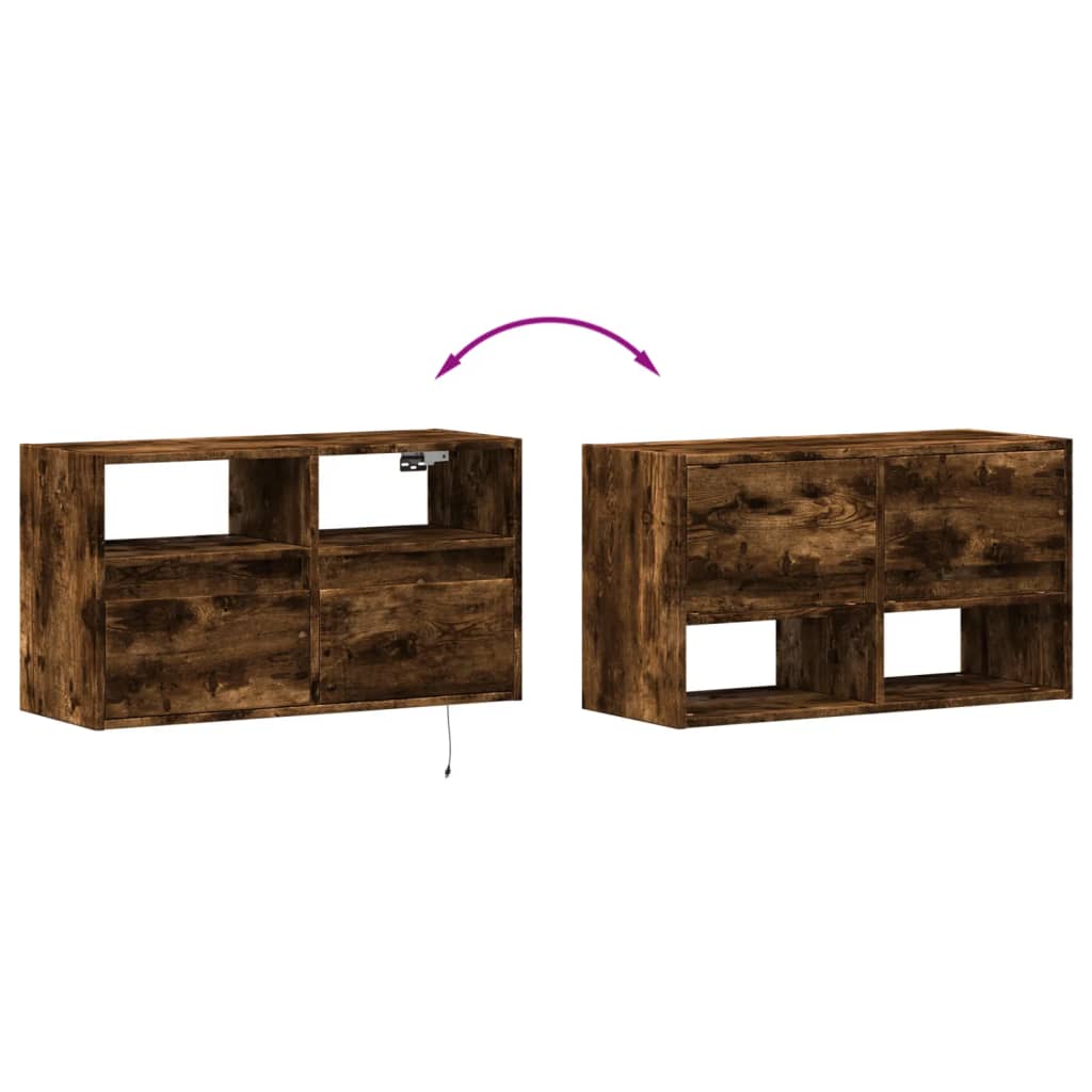 Zidni TV ormarić s LED svjetlima boja hrasta 80 x 31 x 45 cm