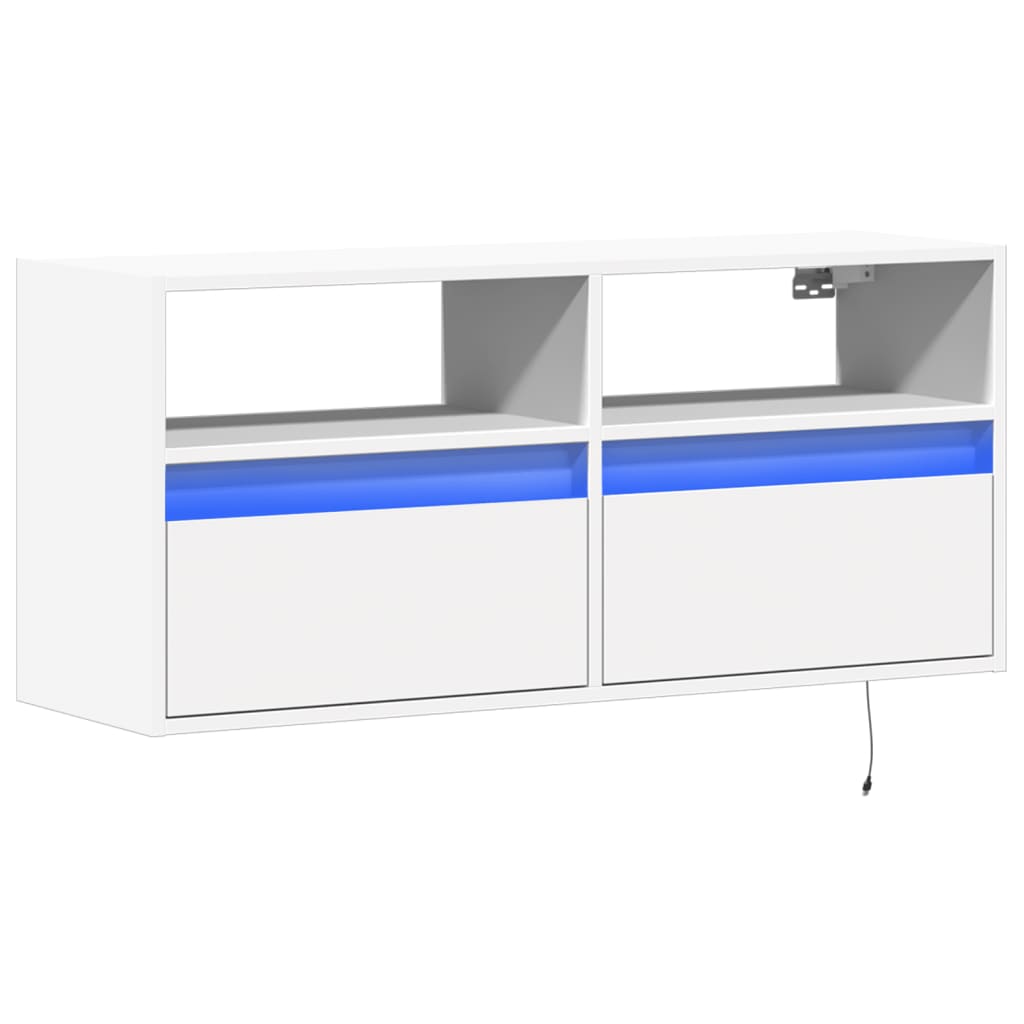 Zidni TV ormarić s LED svjetlima bijeli 100x31x45 cm