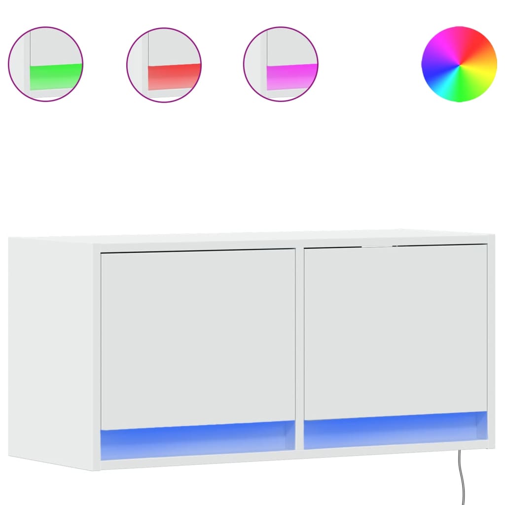 Zidni TV ormarić s LED svjetlima bijeli 80 x 31 x 38 cm