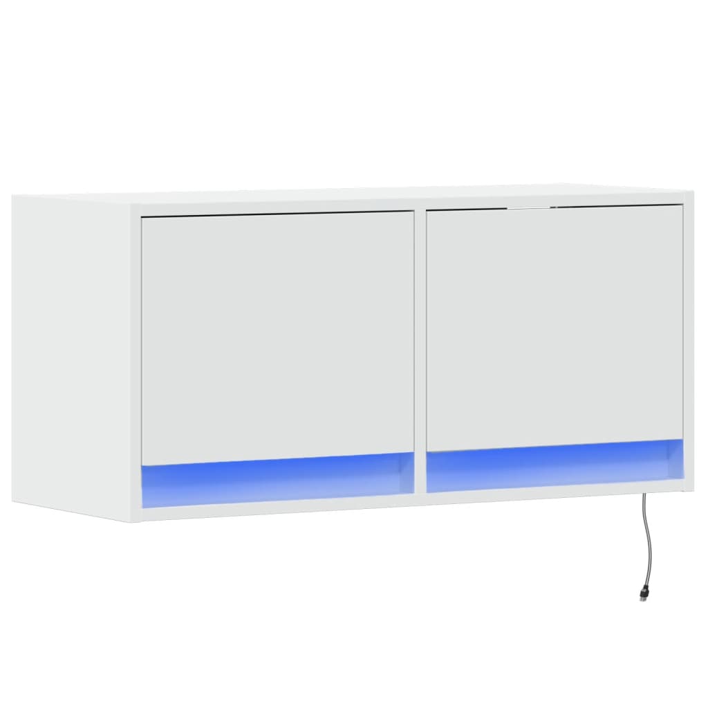 Zidni TV ormarić s LED svjetlima bijeli 80 x 31 x 38 cm