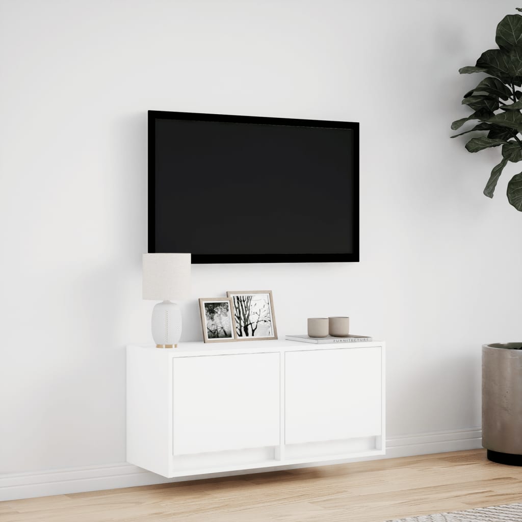 Zidni TV ormarić s LED svjetlima bijeli 80 x 31 x 38 cm