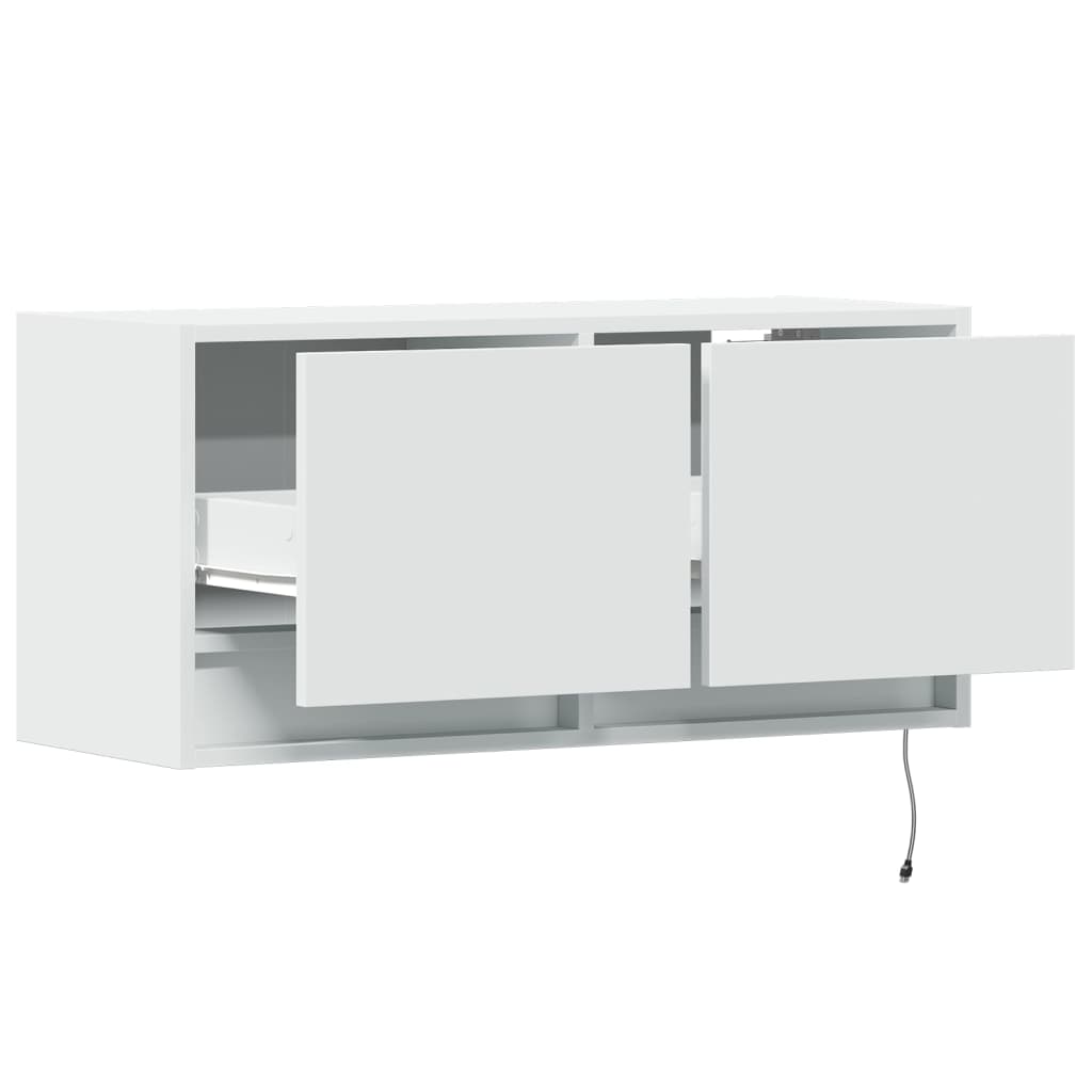 Zidni TV ormarić s LED svjetlima bijeli 80 x 31 x 38 cm