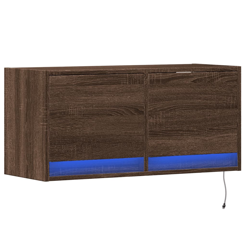 Zidni TV ormarić s LED svjetlima boja hrasta 80x31x38 cm