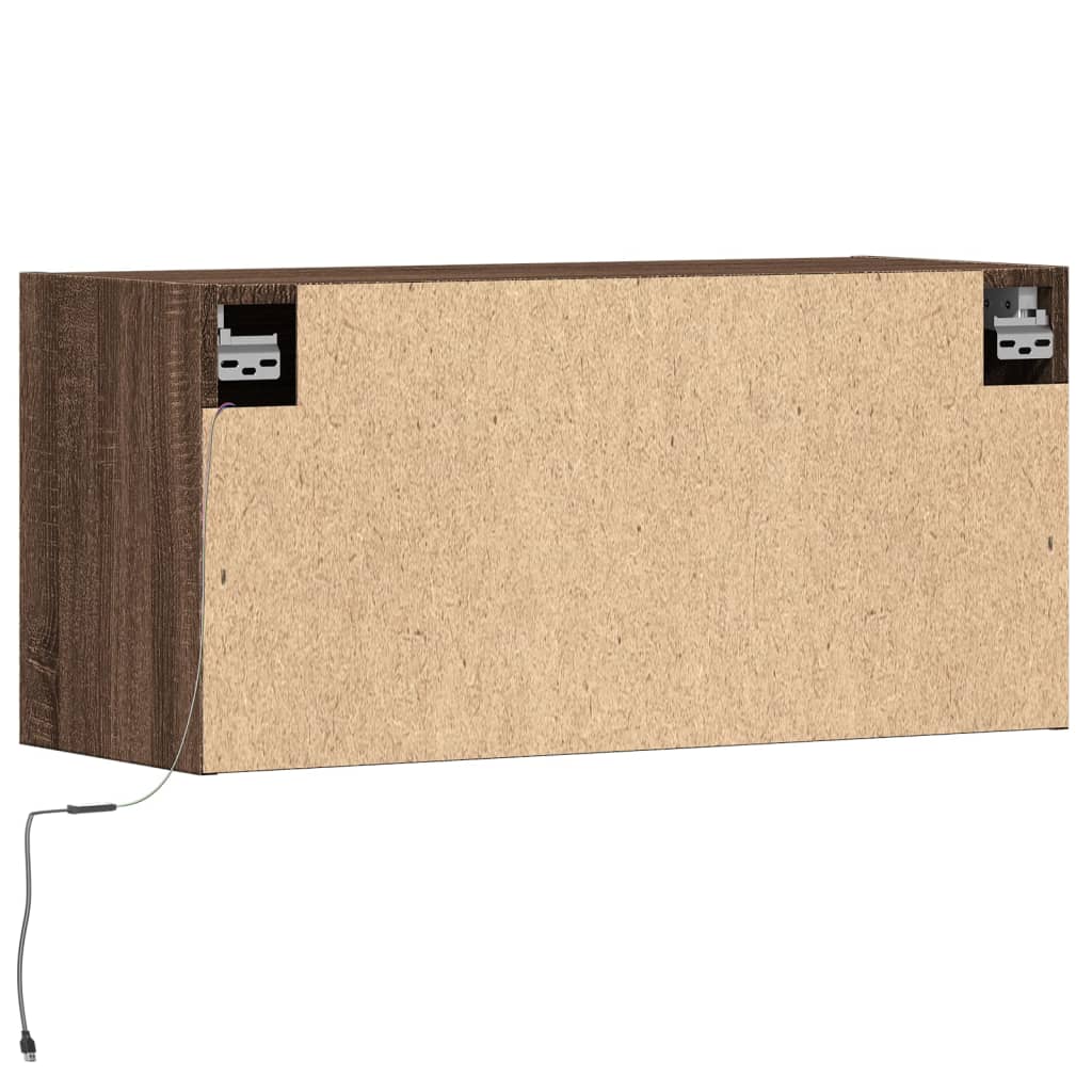 Zidni TV ormarić s LED svjetlima boja hrasta 80x31x38 cm