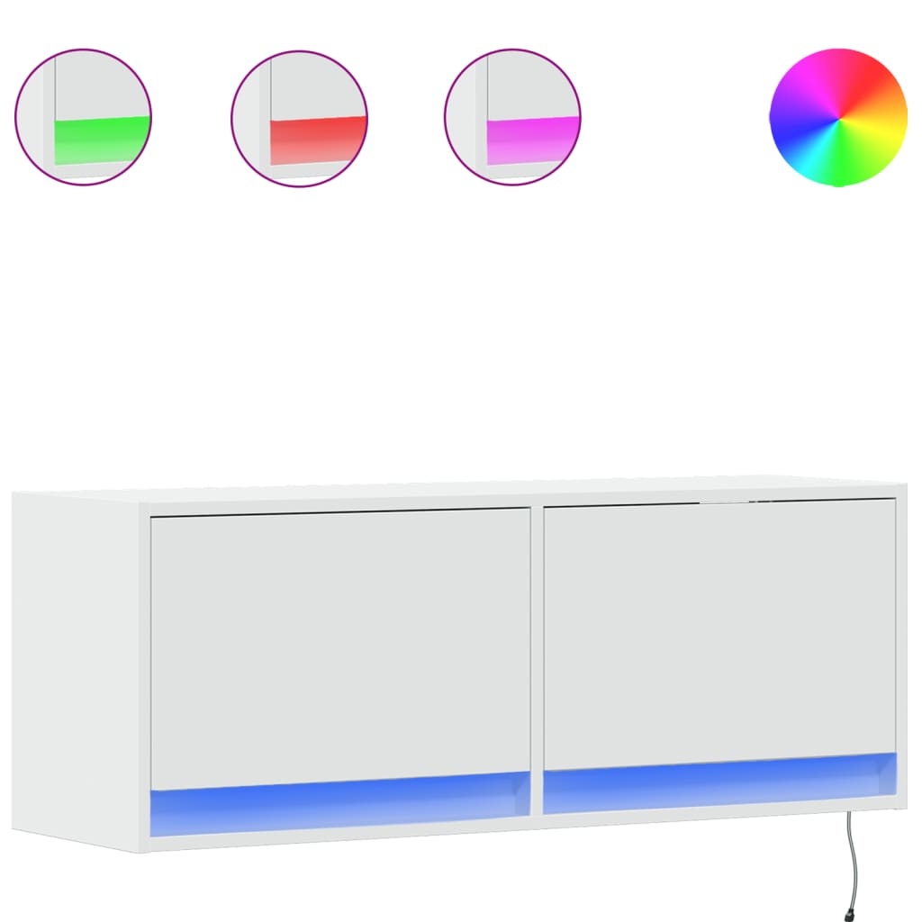 Zidni TV ormarić s LED svjetlima bijeli 100 x 31 x 38 cm