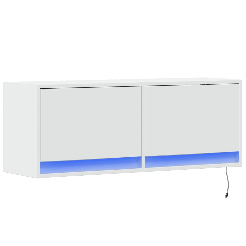 Zidni TV ormarić s LED svjetlima bijeli 100 x 31 x 38 cm