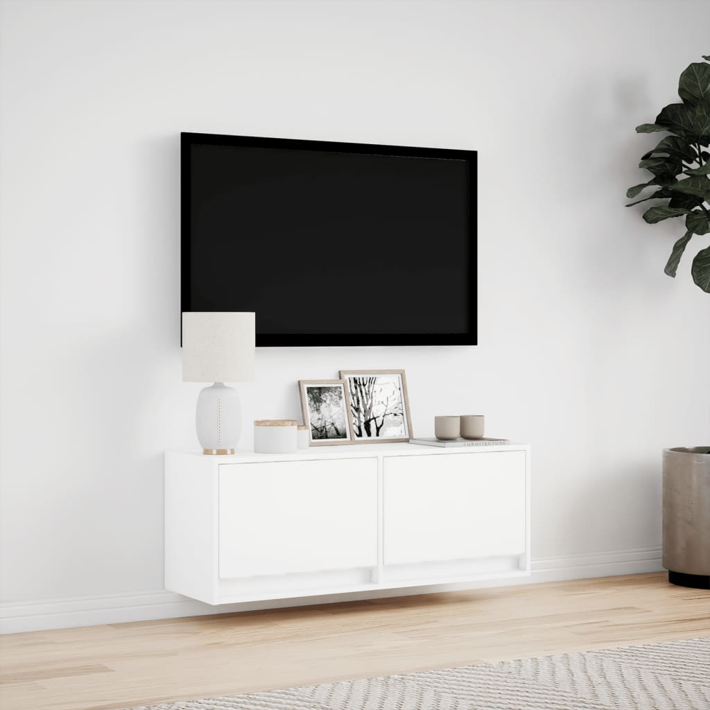 Zidni TV ormarić s LED svjetlima bijeli 100 x 31 x 38 cm