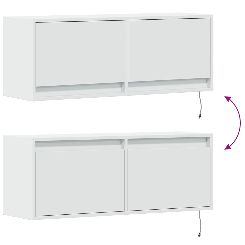 Zidni TV ormarić s LED svjetlima bijeli 100 x 31 x 38 cm