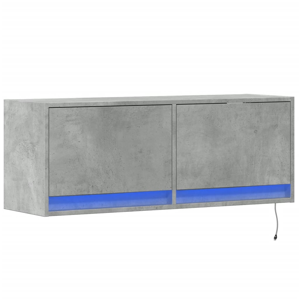 Zidni TV ormarić s LED svjetlima boja betona 100x31x38 cm
