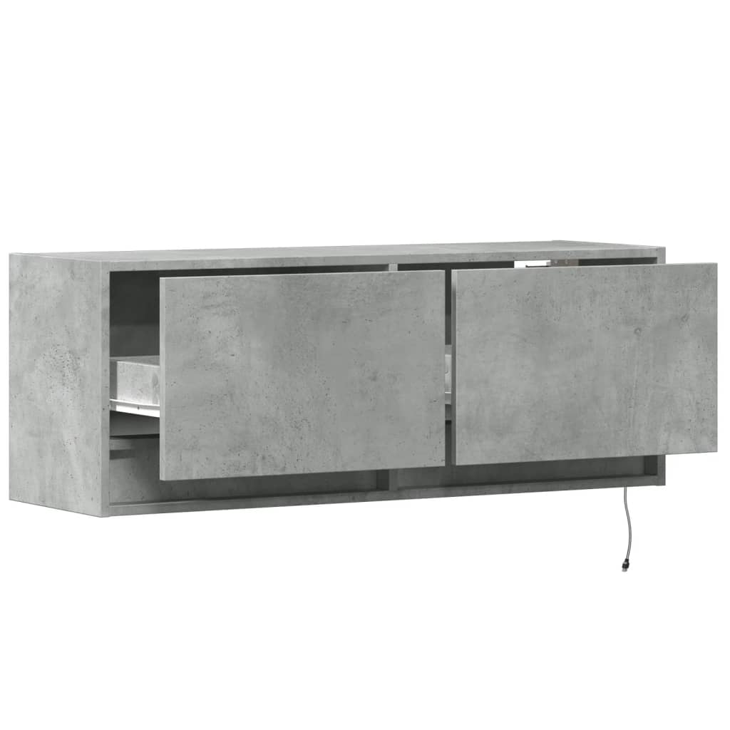 Zidni TV ormarić s LED svjetlima boja betona 100x31x38 cm