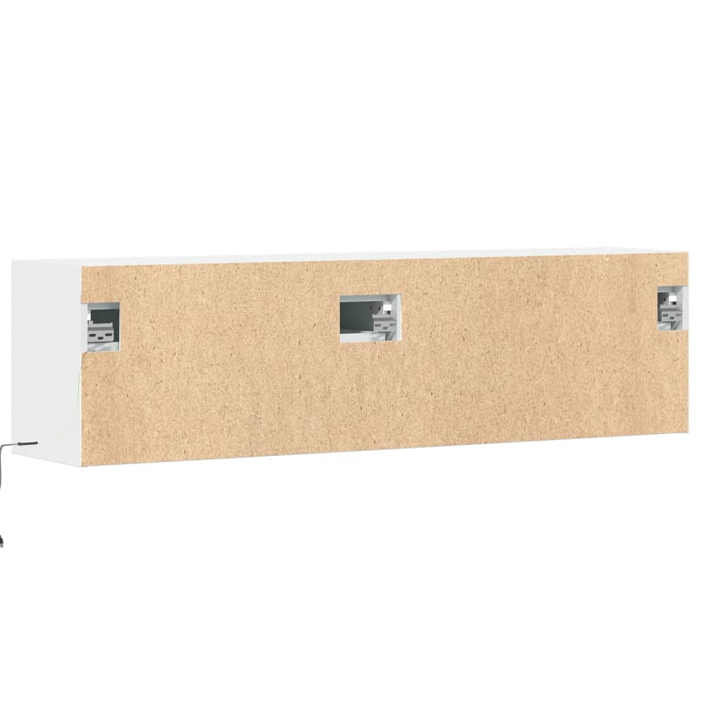 Zidni TV ormarić s LED svjetlima bijeli 140x31x38 cm