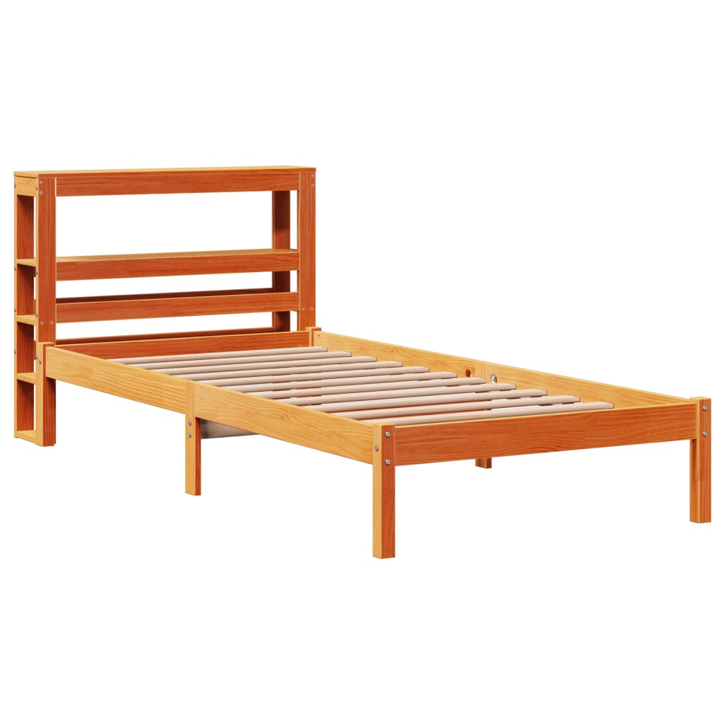Okvir kreveta s uzglavljem voštano smeđi 75x190 cm od borovine