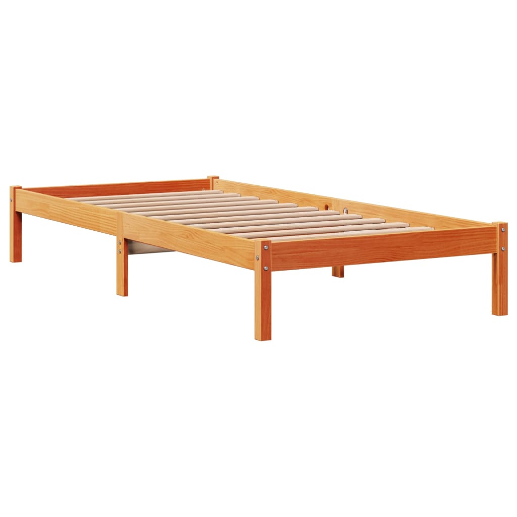 Okvir kreveta s uzglavljem voštano smeđi 75x190 cm od borovine