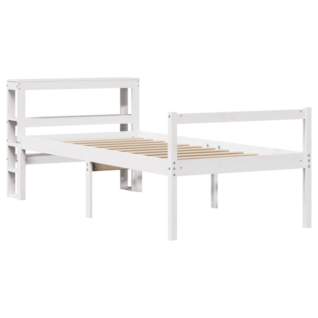 Krevet za starije s uzglavljem bijeli 75x190 cm borovina
