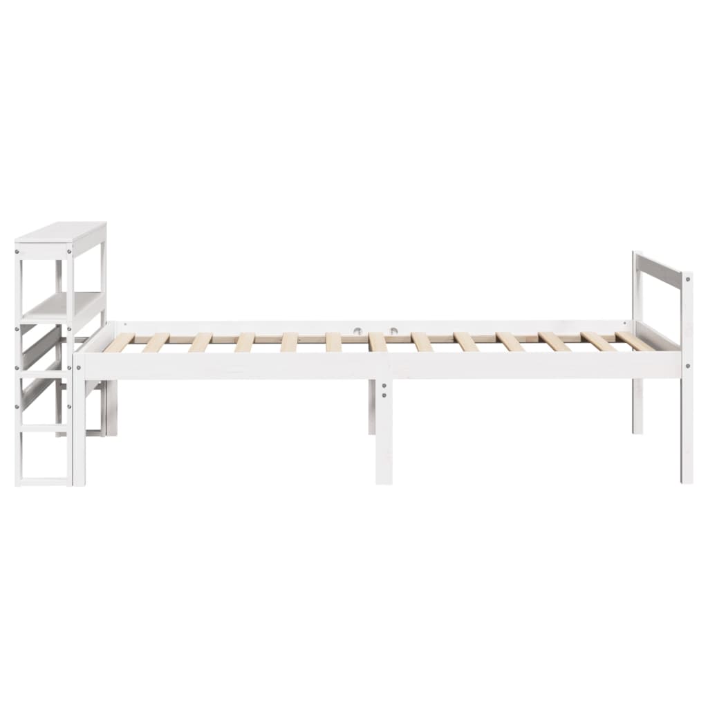 Krevet za starije s uzglavljem bijeli 75x190 cm borovina