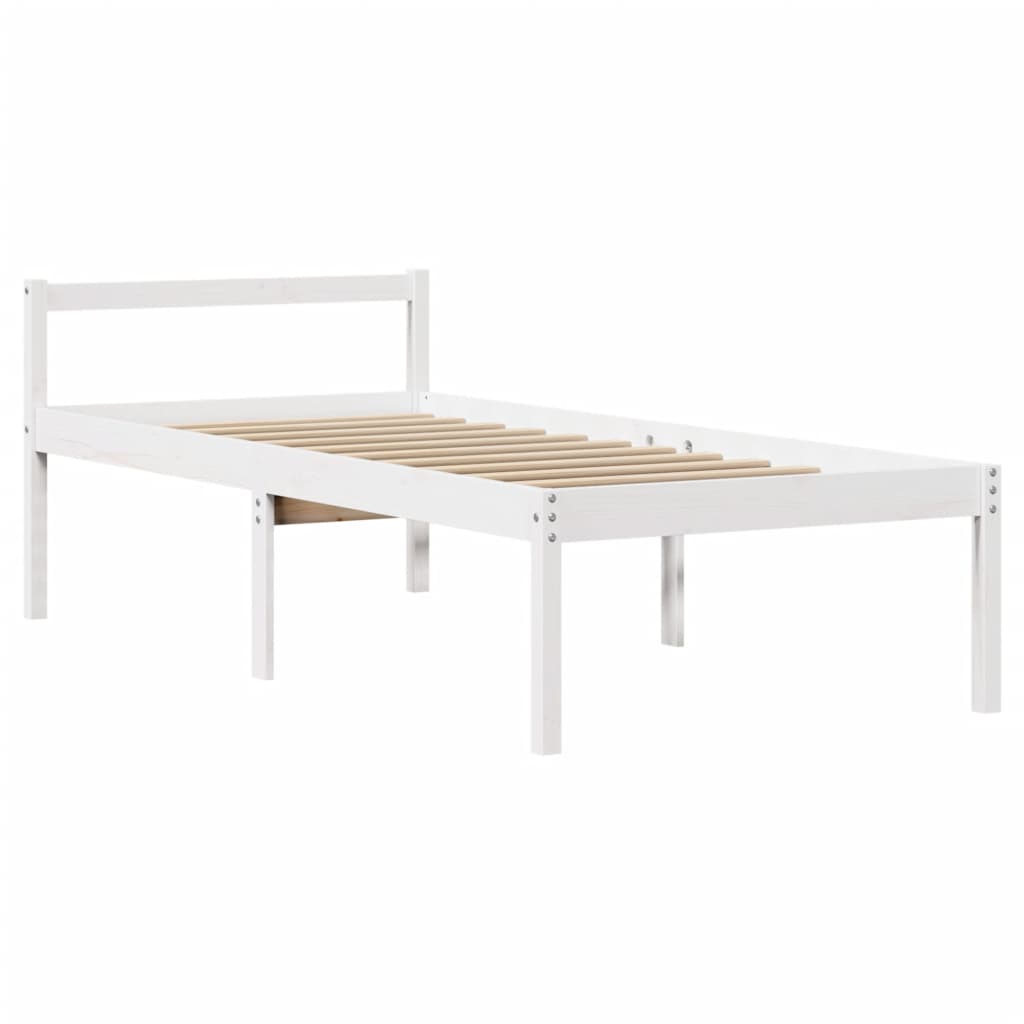 Krevet za starije s uzglavljem bijeli 75x190 cm borovina