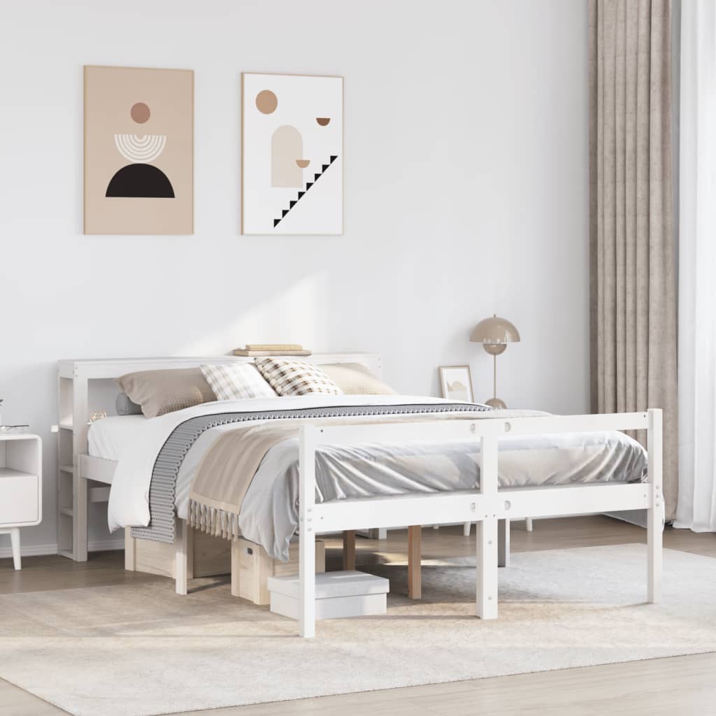Krevet za starije s uzglavljem bijeli 150 x 200 cm borovina