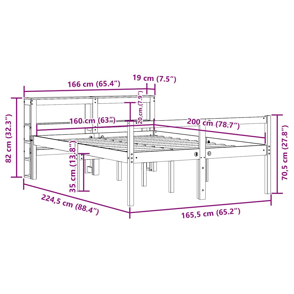 Krevet za starije s uzglavljem 160x200 cm borovina
