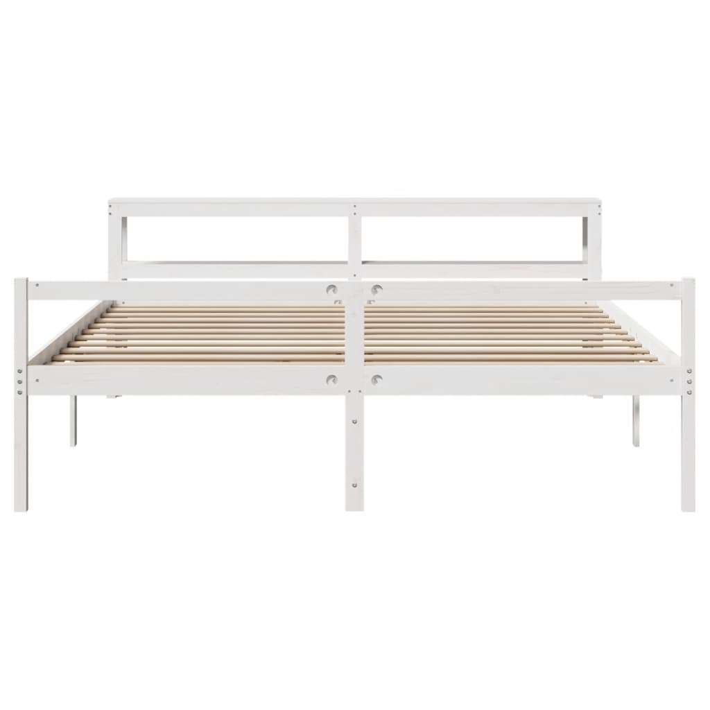 Krevet za starije s uzglavljem bijeli 200x200 cm borovina